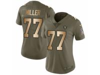 Women's Nike Oakland Raiders #77 Kolton Miller Limited Olive/Gold 2017 Salute to Service NFL Jersey