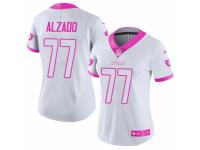 Women's Nike Oakland Raiders #77 Lyle Alzado Limited White Pink Rush Fashion NFL Jersey