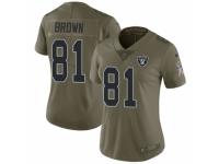 Women's Nike Oakland Raiders #81 Tim Brown Limited Olive 2017 Salute to Service NFL Jersey