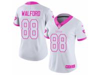 Women's Nike Oakland Raiders #88 Clive Walford Limited White Pink Rush Fashion NFL Jersey