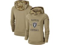 Women's Oakland Raiders Nike Khaki 2019 Salute to Service Therma Pullover Hoodie