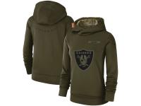 Women's Oakland Raiders Nike Olive Salute to Service Team Logo Performance Pullover Hoodie