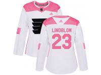 Women's Philadelphia Flyers #23 Oskar Lindblom White Pink Authentic Fashion Hockey Jersey