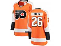 Women's Philadelphia Flyers #26 Christian Folin Orange Home Breakaway NHL Jersey