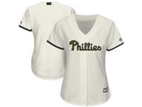 Women's Philadelphia Phillies Majestic Cream 2018 Memorial Day Cool Base Team Jersey