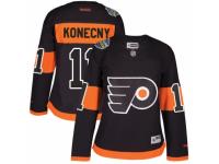 Women's Reebok Philadelphia Flyers #11 Travis Konecny Premier Black 2017 Stadium Series NHL Jersey