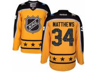 Women's Reebok Toronto Maple Leafs #34 Auston Matthews Yellow Atlantic Division 2017 All-Star NHL Jersey