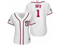 Women's Washington Nationals #1 Wilmer Difo White Home Cool Base 2019 World Series Champions Baseball Jersey