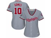 Women's Washington Nationals #10 Yan Gomes Grey Road Cool Base 2019 World Series Champions Baseball Jersey