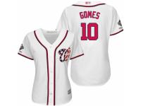 Women's Washington Nationals #10 Yan Gomes White Home Cool Base 2019 World Series Champions Baseball Jersey