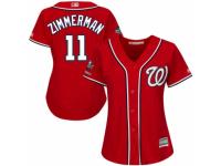 Women's Washington Nationals #11 Ryan Zimmerman Red Alternate 1 Cool Base 2019 World Series Champions Baseball Jersey