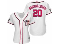 Women's Washington Nationals #20 Kyle Barraclough White Home Cool Base 2019 World Series Champions Baseball Jersey