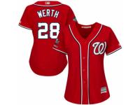 Women's Washington Nationals #28 Jayson Werth Red Alternate 1 Cool Base 2019 World Series Champions Baseball Jersey