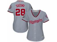 Women's Washington Nationals #28 Kurt Suzuki Grey Road Cool Base 2019 World Series Champions Baseball Jersey