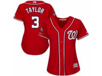 Women's Washington Nationals #3 Michael Taylor Red Alternate 1 Cool Base 2019 World Series Champions Baseball Jersey