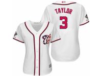 Women's Washington Nationals #3 Michael Taylor White Home Cool Base 2019 World Series Champions Baseball Jersey