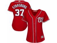 Women's Washington Nationals #37 Stephen Strasburg Red Alternate 1 Cool Base 2019 World Series Champions Baseball Jersey