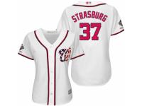 Women's Washington Nationals #37 Stephen Strasburg White Home Cool Base 2019 World Series Champions Baseball Jersey