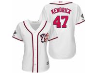 Women's Washington Nationals #47 Howie Kendrick White Home Cool Base 2019 World Series Champions Baseball Jersey