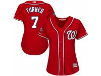 Women's Washington Nationals #7 Trea Turner Red Alternate 1 Cool Base 2019 World Series Champions Baseball Jersey