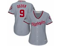 Women's Washington Nationals #9 Brian Dozier Grey Road Cool Base 2019 World Series Champions Baseball Jersey