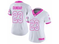 Women's Washington Redskins #23 Quinton Dunbar Limited White Pink Rush Fashion Football Jersey