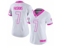 Women's Washington Redskins #7 Dwayne Haskins Limited White Pink Rush Fashion Football Jersey