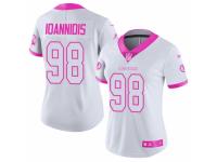 Women's Washington Redskins #98 Matt Ioannidis Limited White Pink Rush Fashion Football Jersey