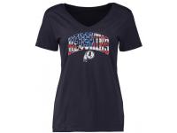 Women's Washington Redskins Pro Line Navy Banner Wave Slim Fit V-Neck T-Shirt