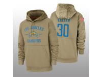 Youth 2019 Salute to Service Austin Ekeler Chargers Tan Sideline Therma Hoodie Los Angeles Chargers