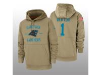 Youth 2019 Salute to Service Cam Newton Panthers Tan Sideline Therma Hoodie Carolina Panthers