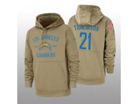 Youth 2019 Salute to Service LaDainian Tomlinson Chargers Tan Sideline Therma Hoodie Los Angeles Chargers