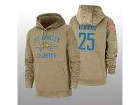 Youth 2019 Salute to Service Melvin Gordon Chargers Tan Sideline Therma Hoodie Los Angeles Chargers