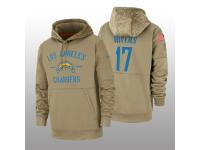 Youth 2019 Salute to Service Philip Rivers Chargers Tan Sideline Therma Hoodie Los Angeles Chargers