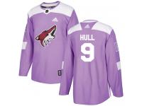 Youth Adidas Bobby Hull Authentic Purple NHL Jersey Arizona Coyotes #9 Fights Cancer Practice