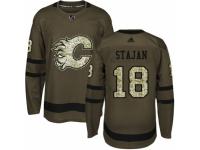 Youth Adidas Calgary Flames #18 Matt Stajan Green Salute to Service NHL Jersey