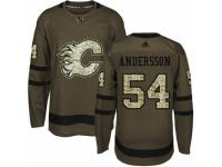 Youth Adidas Calgary Flames #54 Rasmus Andersson Green Salute to Service NHL Jersey