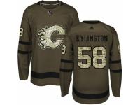 Youth Adidas Calgary Flames #58 Oliver Kylington Green Salute to Service NHL Jersey