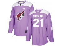 Youth Adidas Derek Stepan Authentic Purple NHL Jersey Arizona Coyotes #21 Fights Cancer Practice