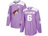 Youth Adidas Jakob Chychrun Authentic Purple NHL Jersey Arizona Coyotes #6 Fights Cancer Practice