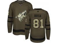 Youth Adidas Marian Hossa Authentic Green NHL Jersey Arizona Coyotes #81 Salute to Service