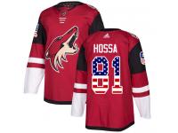 Youth Adidas Marian Hossa Authentic Red NHL Jersey Arizona Coyotes #81 USA Flag Fashion