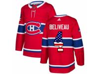 Youth Adidas Montreal Canadiens #4 Jean Beliveau Red USA Flag Fashion NHL Jersey