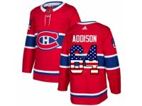 Youth Adidas Montreal Canadiens #64 Jeremiah Addison Red USA Flag Fashion NHL Jersey