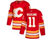 Youth Adidas NHL Calgary Flames #11 Mikael Backlund Authentic Alternate Jersey Red Adidas