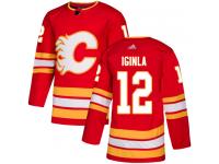 Youth Adidas NHL Calgary Flames #12 Jarome Iginla Authentic Alternate Jersey Red Adidas