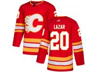 Youth Adidas NHL Calgary Flames #20 Curtis Lazar Authentic Alternate Jersey Red Adidas