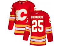 Youth Adidas NHL Calgary Flames #25 Joe Nieuwendyk Authentic Alternate Jersey Red Adidas