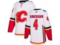 Youth Adidas NHL Calgary Flames #4 Rasmus Andersson Authentic Away Jersey White Adidas