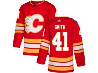 Youth Adidas NHL Calgary Flames #41 Mike Smith Authentic Alternate Jersey Red Adidas